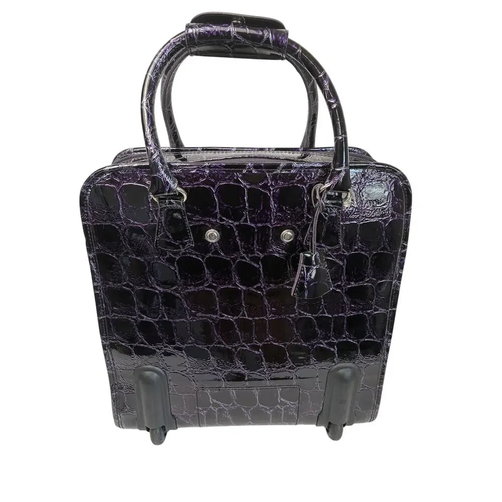 Jasper Conran at Tripp Rolling Laptop Bag Faux Leather Purple Croc Career Travel